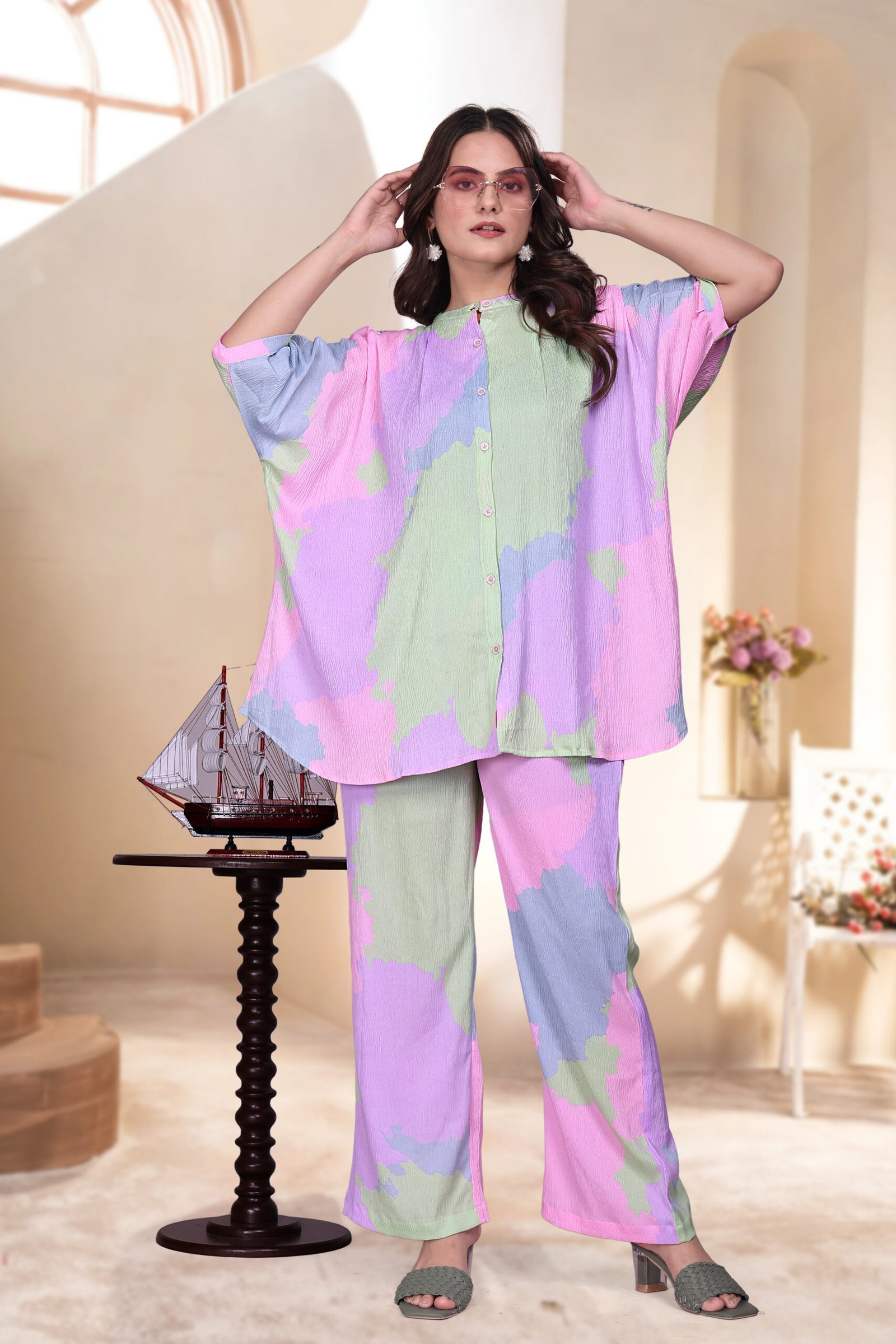 EV24-575_GREENMULTI1-scaled-1.jpg Green Multi Premium Digital Printed Co-ord Set By Krazy Thread - Image 6