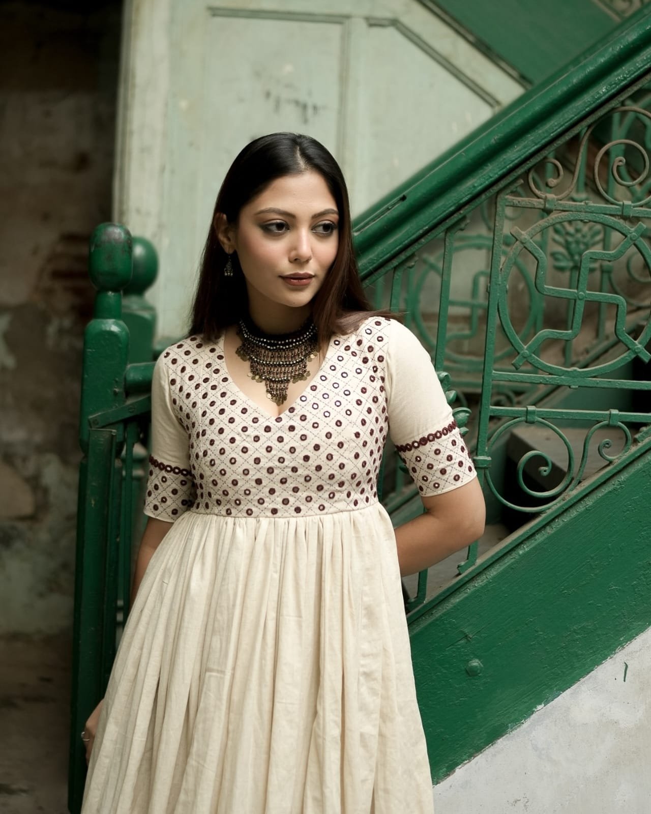 IMG-20250813-WA0069.jpg Warm White Festival Special Mirror Work Cotton Anarkali Suit Set