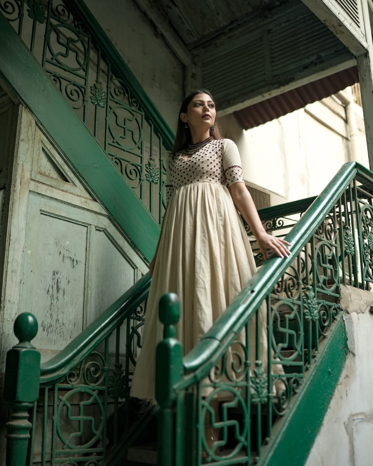 IMG-20250813-WA0072.jpg Warm White Festival Special Mirror Work Cotton Anarkali Suit Set - Image 8