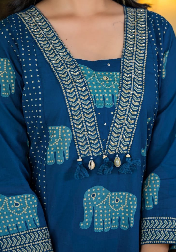 IMG-20250813-WA0140.jpg Elegant Heavy Cotton Kurti Pant Set with Sequence Work Dupatta - Image 6