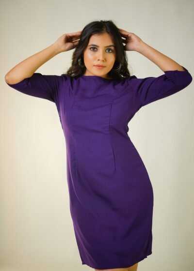 Lavender Grace A‑Line Midi Dress – Purple