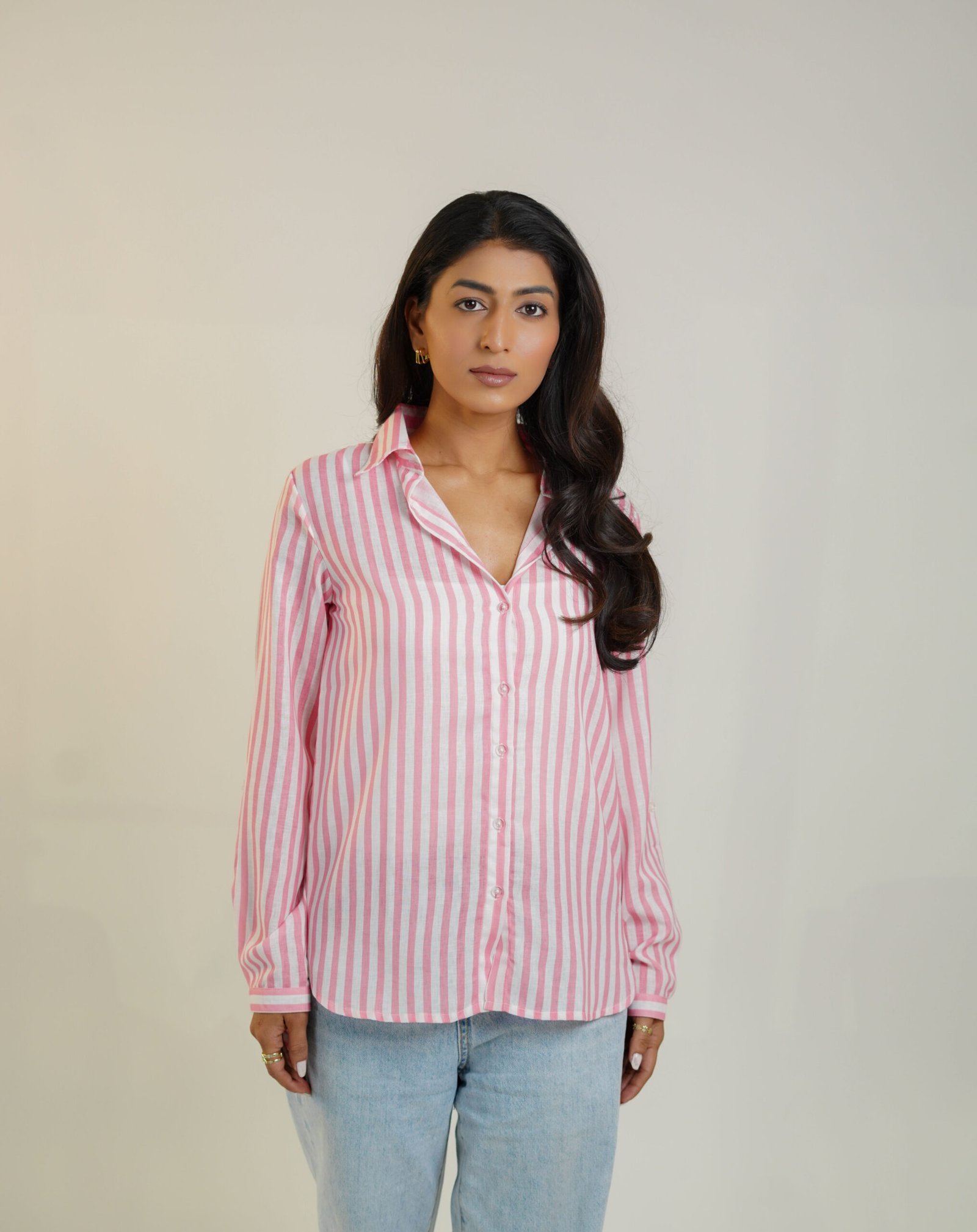 Krazythread-women-blue-satin-striped-shirt-18-scaled-1.jpg Rosewood Breeze Linen Shirt – Pink Striped by KrazyThread