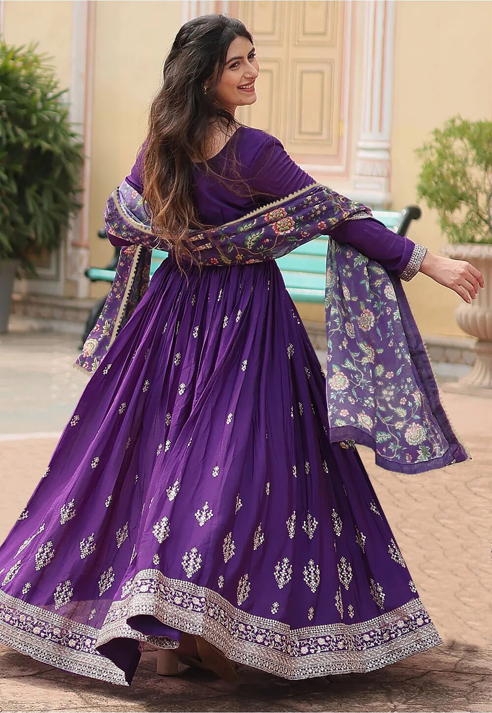 na-xl-full-sleeve-stitched-geetanjalikf-kedar-fab-na-original-imah7zgzvqygfw5z.jpeg "Geetanjali" - Majestic Purple Embroidered Georgette Anarkali Gown - Image 3