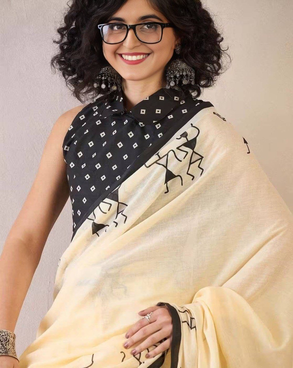 offwhite linen cotton digital print saree with handmade zalar offwhite linen cotton digital print saree with handmade zalar
