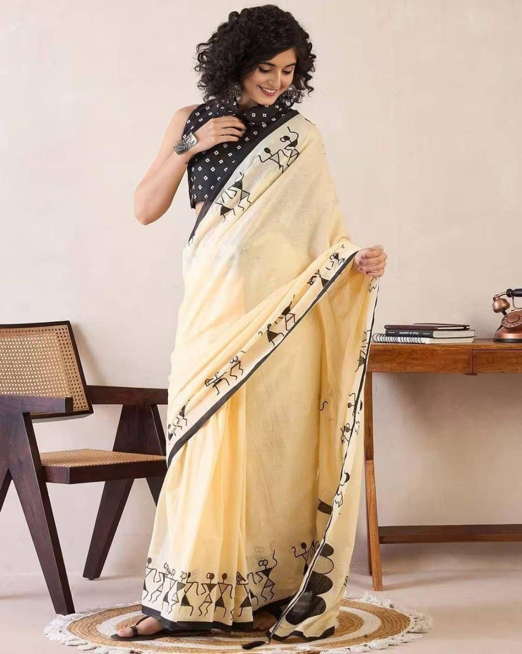 offwhite linen cotton digital print saree with handmade zalar offwhite linen cotton digital print saree with handmade zalar